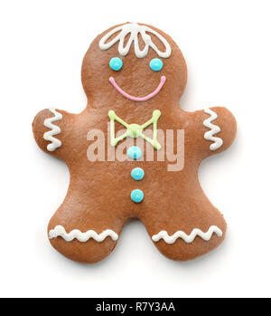Top view of gingerbread man isolated on white Stock Photo