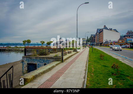 PUERTO VARAS, CHILE, SEPTEMBER, 23, 2018: Outdoor gorgeous view of Puerto Varas pier and Llanquihue lake Stock Photo