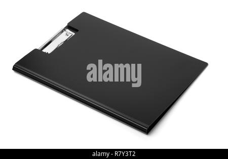 Black plastic folder clipboard isolated on white Stock Photo