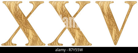 Roman numeral XXV, quinque et viginti, 25, twenty five, isolated on white background, 3d render Stock Photo