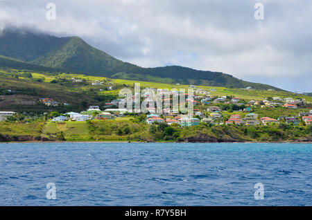The view of Island of St. Kitts from the boat Stock Photo