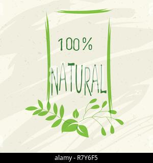 Natural label emblem icon, bio healthy organic label and high quality product badges. Eco, 100 bio and natural product icon. Emblem for cafe, packaging etc. Vector Stock Vector