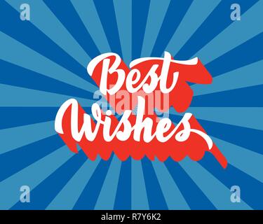 Best wishes - hand lettering inscription to winter holiday design, black and white ink calligraphy Stock Vector