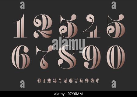 Number font. Font of numbers in classical french didot style Stock ...