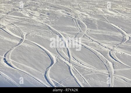 Ski Slope with Fresh Curves Stock Photo