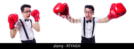 Funny boxer isolated on the white background Stock Photo