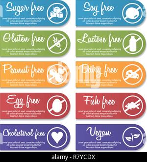 food nutrition information label banner set Stock Vector