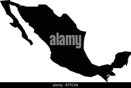 Simple (only sharp corners) map of Mexico vector drawing. Stock Vector