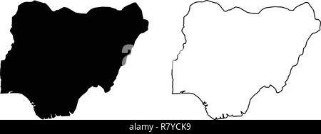 Simple (only sharp corners) map of Nigeria vector drawing. Stock Vector