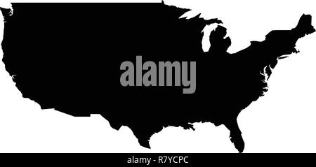 Simple (only sharp corners) map of United states (without Alaska and Hawaii) vector drawing. Stock Vector