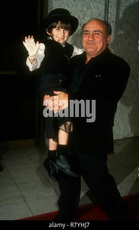 WESTWOOD, CA - MARCH 30: Actors Miko Hughes and Danny DeVito attend the 'Jack the Bear' Premiere on March 30, 1993 at the Mann National Theatre in Westwood, California. Photo by Barry King/Alamy Stock Photo Stock Photo