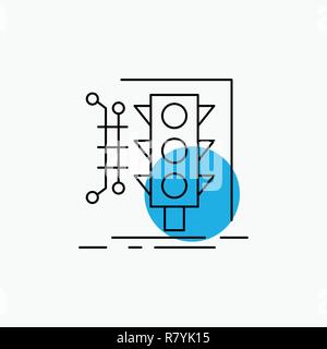 City, management, monitoring, smart, traffic Line Icon Stock Vector
