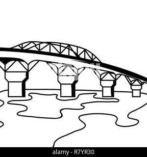 Black and white bridge. Stock Vector