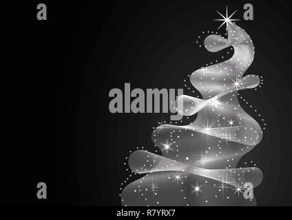 Sparkling Christmas Tree made of wave flow. Stock Vector
