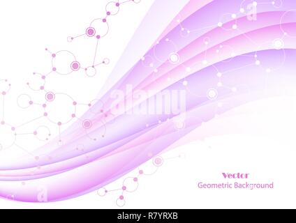 Abstract geometric background with connected lines, circles and dots. Stock Vector