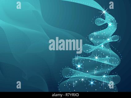 Sparkling Christmas Tree made of wave flow. Stock Vector