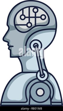 cyber humanoide profile icon vector illustration design Stock Vector