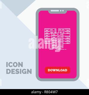 Center, centre, data, database, server Line Icon in Mobile for Download Page Stock Vector