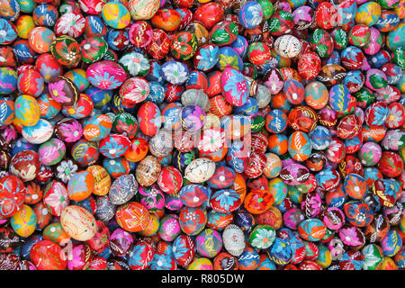 Easter eggs background. Traditional decorated easter eggs. Czech Republic. Stock Photo