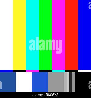 Old tv test screen. Retro no channel signal screensaver Stock Vector