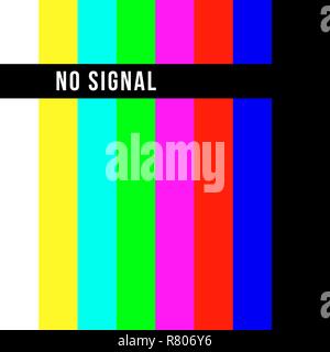 Old tv test screen. Retro no channel signal screensaver Stock Vector