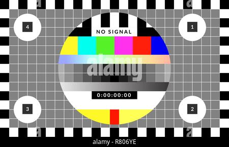 Retro test chip chart pattern that was used for tv calibration Stock Vector