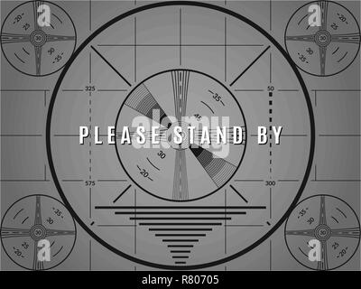 Vintage tv test screen. Please stand by television calibration pattern Stock Vector