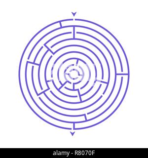 Simple round maze labyrinth game for kids. One of the puzzles from the set of child riddles Stock Vector
