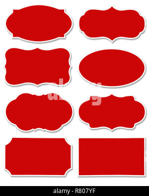 Colorful set of different tag and speech bubble as a cloud isolated on empty white background. Collection of black label different shape with copy spa Stock Photo