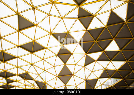 Unique Geometrical Pattern of the canopy at the pavilion in Perdana Botanical Garden, Kuala Lumpur. Stock Photo