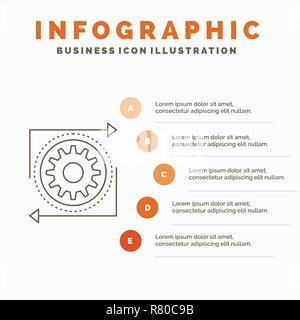 Business, gear, management, operation, process Infographics Template for Website and Presentation. Line Gray icon with Orange infographic style vector Stock Vector