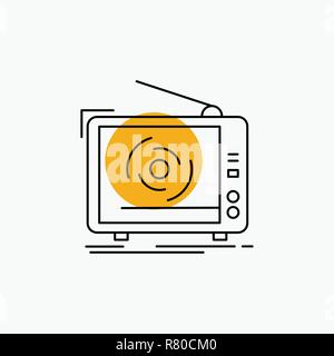 tv, ad, advertising, television, set Line Icon Stock Vector