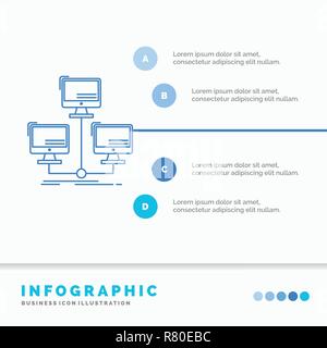 database, distributed, connection, network, computer Infographics Template for Website and Presentation. Line Blue icon infographic style vector illus Stock Vector
