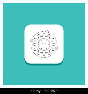 Round Button for Efficiency, management, processing, productivity, project Line icon Turquoise Background