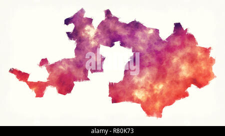 Basel country canton watercolor map of Switzerland in front of a white background Stock Photo