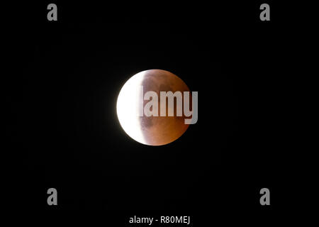 Total lunar eclipse on July 27, 2018, also called blood moon. Schleswig-Holstein, Germany Stock Photo