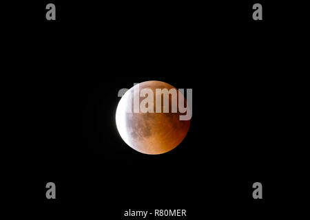 Total lunar eclipse on July 27, 2018, also called blood moon. Schleswig-Holstein, Germany Stock Photo