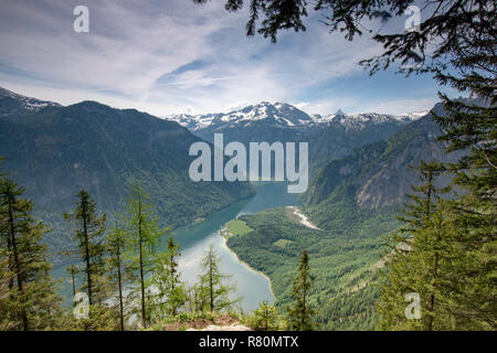 View from the view point Archenkanzel on the Koenigssee. Nationalpark Berchtesgaden, Bavaria, Germany Stock Photo