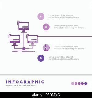 database, distributed, connection, network, computer Infographics Template for Website and Presentation. GLyph Purple icon infographic style vector il Stock Vector