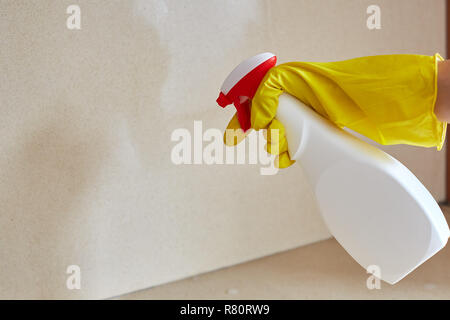 Pest Control Worker Spraying Pesticide inside the house Stock Photo