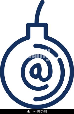 bomb explosive with arroba symbol vector illustration design Stock Vector
