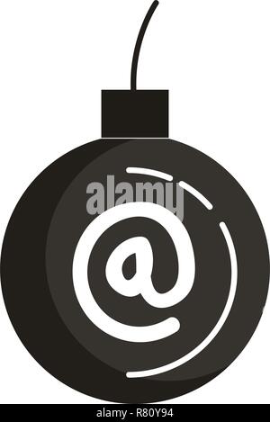 bomb explosive with arroba symbol vector illustration design Stock Vector