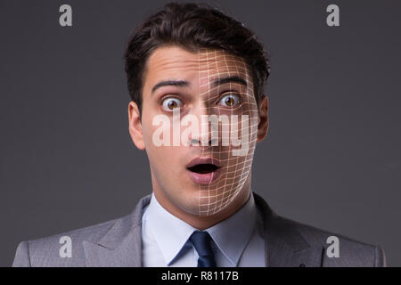 Face recognition concept with businessman portrait Stock Photo