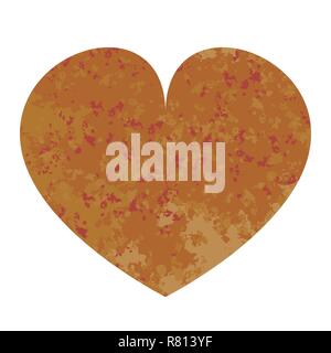 Orange heart. Vector illustration. Valentines day. Grunge paint texture. Stock Vector