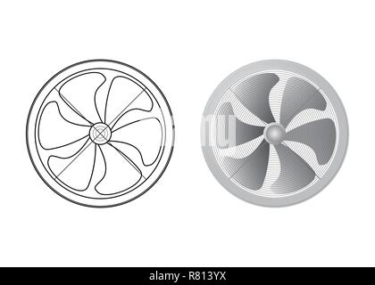 Six of the blade of fans. Industrial vector illustration. Airflow equipment. Stock Vector