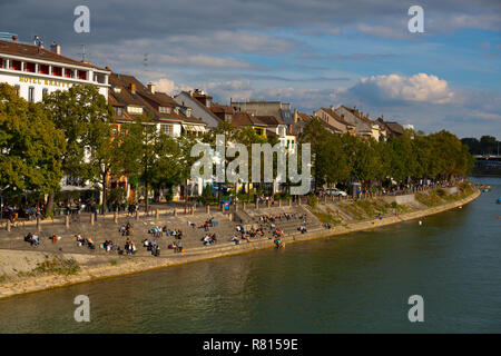 View over the Rhine to Basel, Switzerland Stock Photo