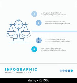 Balanced, management, measure, scorecard, strategy Infographics Template for Website and Presentation. Line Blue icon infographic style vector illustr Stock Vector