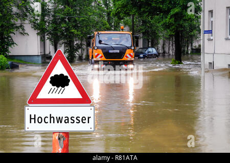 Flood warning sign Stock Photo