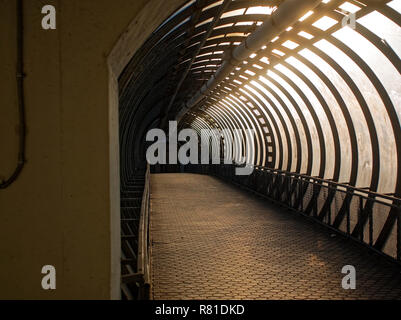 elevated pedestrian crossing in Moscow in summer, Russia Stock Photo