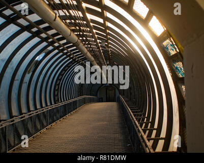 elevated pedestrian crossing in Moscow in summer, Russia Stock Photo